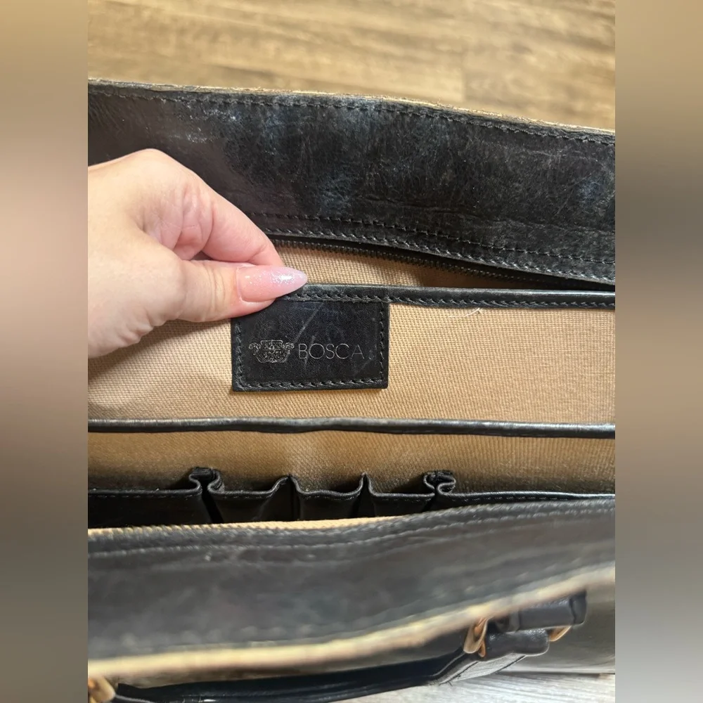 Vintage Bosca Men’s business school doctor all leather black briefcase